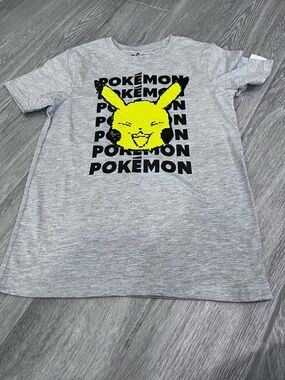 Pokemon Kids Gray Tee with Yellow Pikachu Graphic